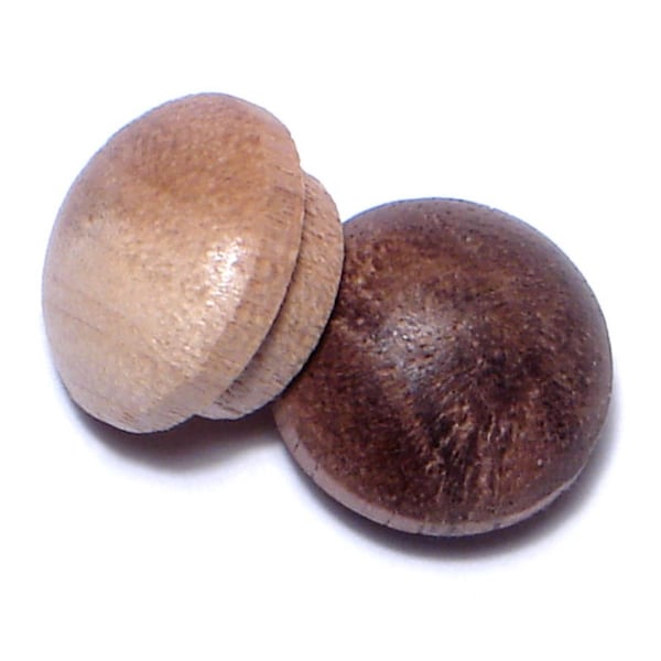 3/8" Walnut Wood Round Head Screw Hole Buttons 100PK